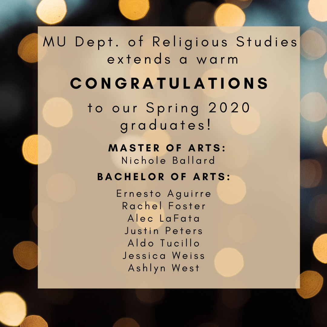 Religious Studies List of graduates 2020