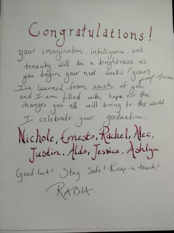 Rabia handwritten note